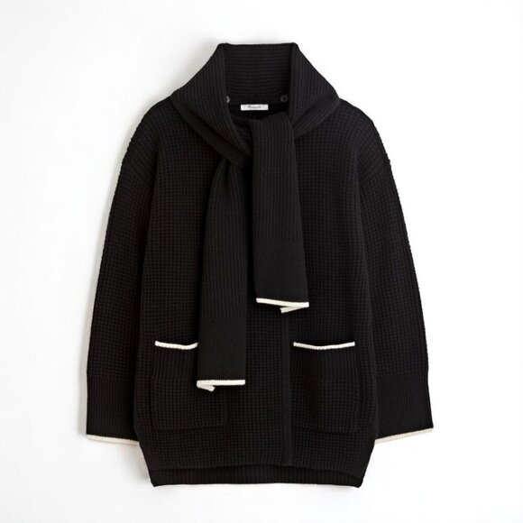 Madewell Merino Wool-Blend Scarf Sweater Jacket Size Small - Picture 2 of 13